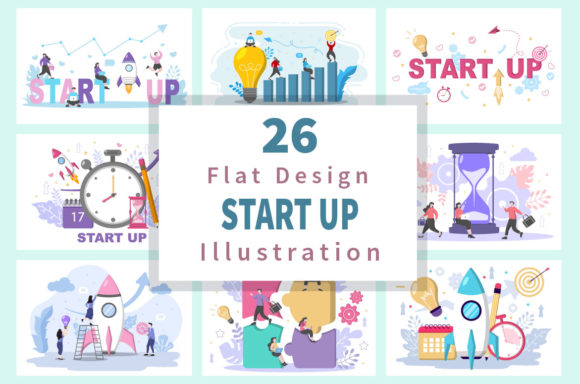 Download 26 Business Startup Flat Illustration - Startup Collection