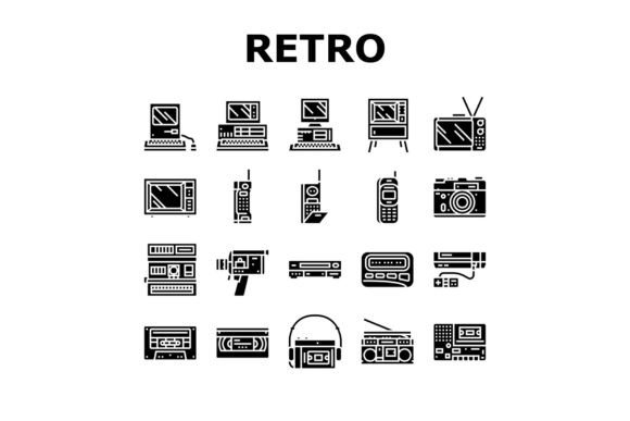Download Retro Gadget Technology Device Icons Set - Retro Collection