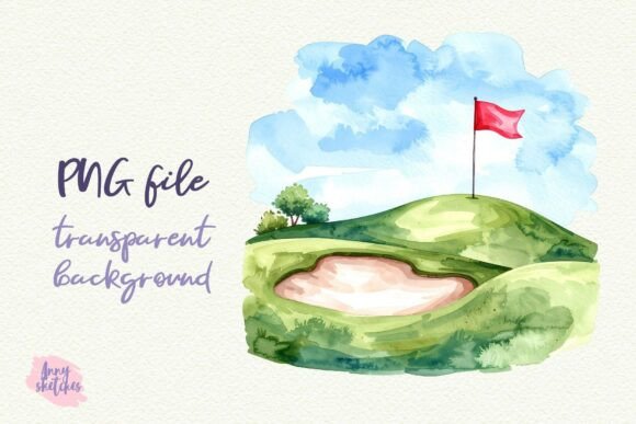 Download Retro Golf Course Flag Hills Pink Golf - Retro Collection