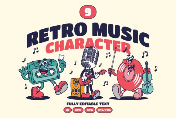 Download Musical Instruments Retro Cartoon - Retro Collection